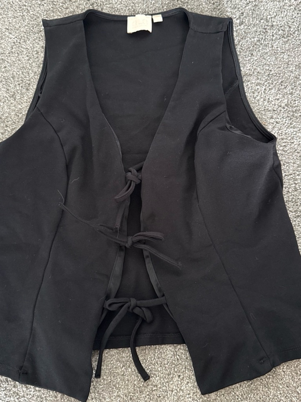 Good Luck Gem Black Tie-Front Sleeveless Top